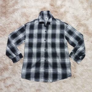 Black and White Plaid Flannel Shirt - Long Sleeve Casual Top