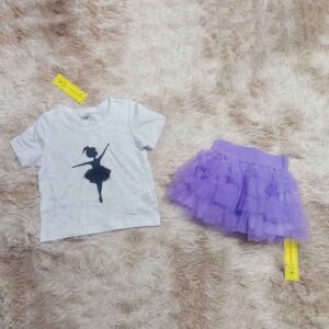 Adorable Kids Ballet Outfit - Ballerina Themed Shirt and Tutu Skirt