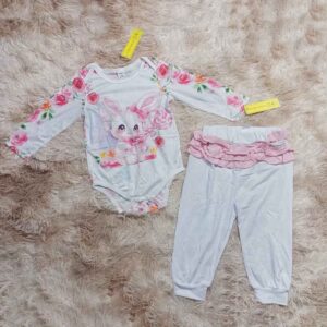 Adorable Bunny and Floral Baby Outfit Set