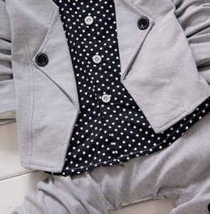 Baby boy formal outfit set toddler boy suit set with blazer polka dot shirt and pants for weddings birthdays and parties