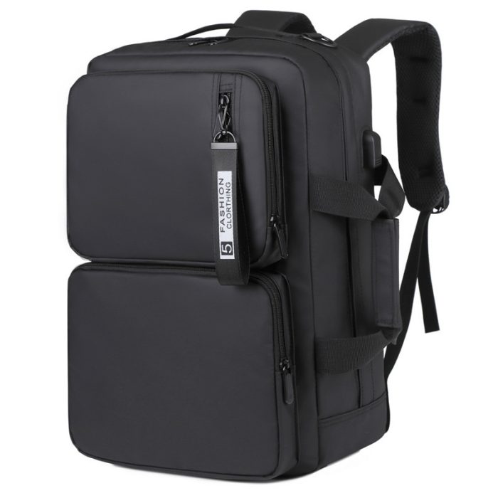The spacious interior compartments of a large capacity commuter laptop backpack.