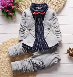 Baby boy formal outfit set toddler boy suit set with blazer polka dot shirt and pants for weddings birthdays and parties