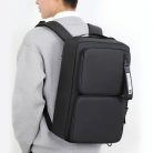 The spacious interior compartments of a large capacity commuter laptop backpack.