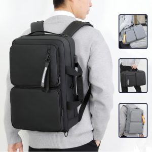 A large capacity multifunctional laptop backpack designed for business and travel.