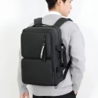 The spacious interior compartments of a large capacity commuter laptop backpack.