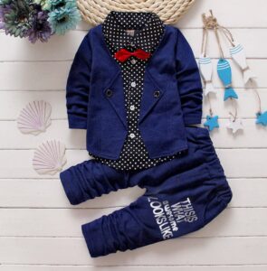 Baby boy formal outfit set toddler boy suit set with blazer polka dot shirt and pants for weddings birthdays and parties
