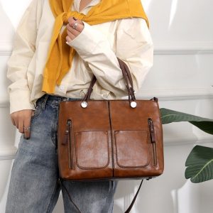 Women’s retro large capacity crossbody shoulder handbag for casual everyday use