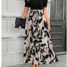 Elegant floral print round neck vacation dress for women with exotic style