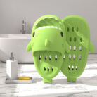 Unisex quick drying shark slippers with drain holes made of comfortable EVA foam.
