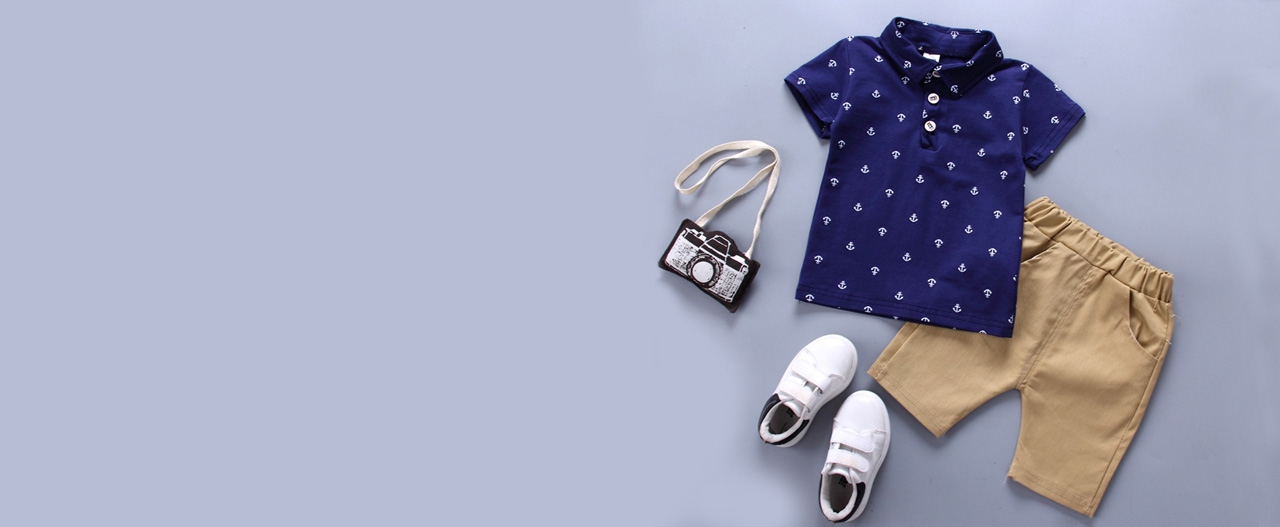 Toddler Boy Navy Nautical Anchor Polo & Khaki Shorts Set