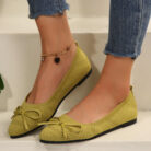 Women's knitted pointed-toe loafers with a stylish bow, perfect as comfortable office shoes for women.