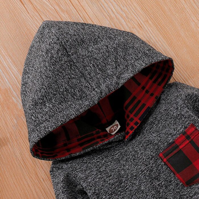 Cute baby wearing a cozy long sleeve baby plaid sweater terno.