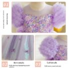 Happy little girl twirling in a beautiful girls short sleeve princess dress.