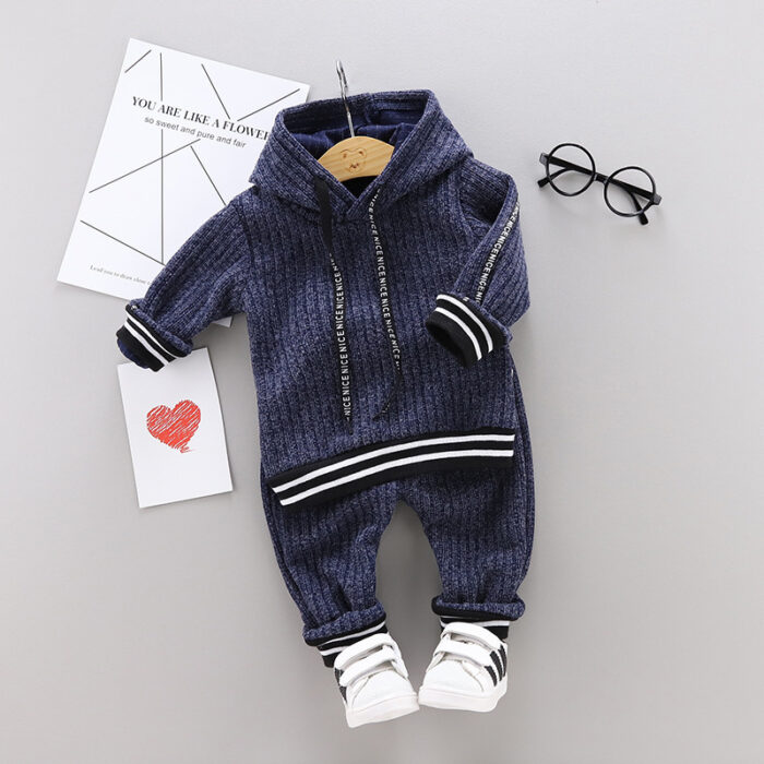 Cute toddler wearing a cozy and stylish baby knit sweater terno.