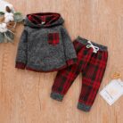 Cute baby wearing a cozy long sleeve baby plaid sweater terno.