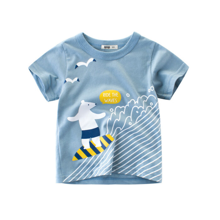 17905964087585.jpg Young boy smiling and wearing a comfortable boys casual short sleeve t-shirt.