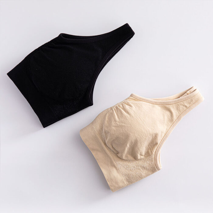Woman wearing a premium plus size comfortable lifting bra, providing seamless wire-free support for large busts.