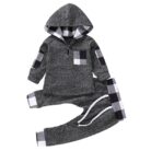 Cute baby wearing a cozy long sleeve baby plaid sweater terno.
