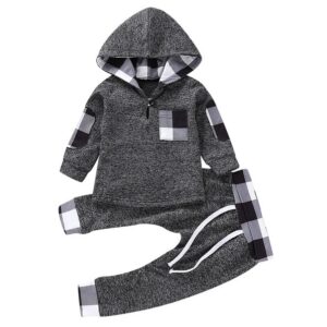 Cute baby wearing a cozy long sleeve baby plaid sweater terno.
