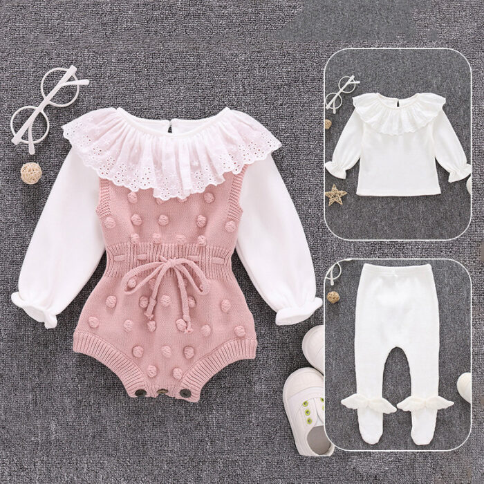 2834993784886.jpg Cute baby girl wearing a cozy, minimalist baby girl long sleeve romper.