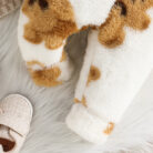 Adorable baby wearing a cozy milky white baby bear velvet terno set.