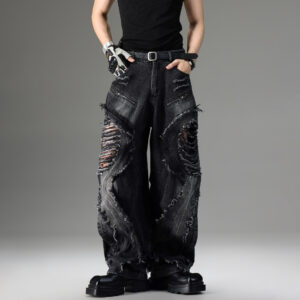 Men's Vintage Distressed Drawstring Jeans
