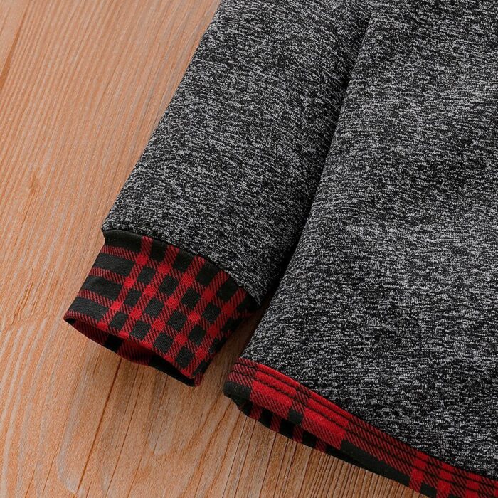 Cute baby wearing a cozy long sleeve baby plaid sweater terno.