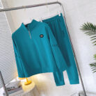 Woman wearing a comfortable 2-piece casual loungewear set for women and lightweight womens tracksuit.