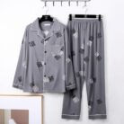 Man relaxing in a comfortable and stylish mens long sleeve pajama terno.