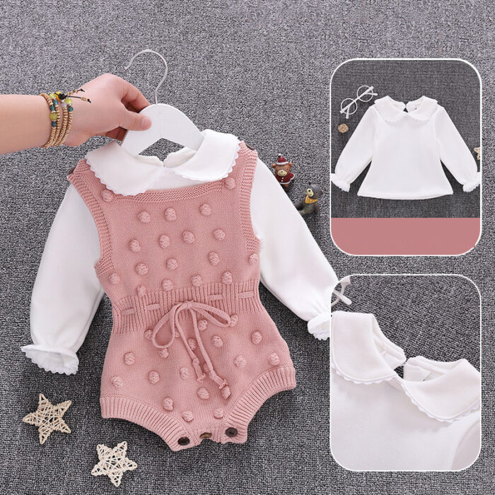747633602640.jpg Cute baby girl wearing a cozy, minimalist baby girl long sleeve romper.