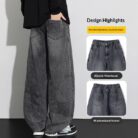 Stylish young man wearing comfortable mens straight leg utility pants.