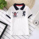 Young boy wearing a comfortable Boys Classic Short Sleeve Polo Shirt.