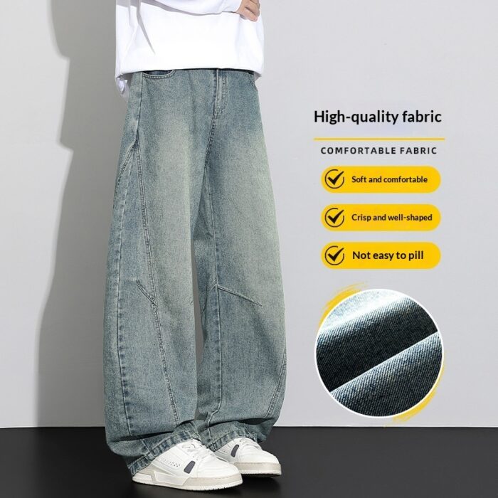 Stylish young man wearing comfortable mens straight leg utility pants.