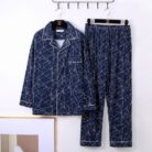 Man relaxing in a comfortable and stylish mens long sleeve pajama terno.