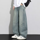 Stylish young man wearing comfortable mens straight leg utility pants.