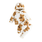 Adorable baby wearing a cozy milky white baby bear velvet terno set.