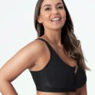 Woman wearing a premium plus size comfortable lifting bra, providing seamless wire-free support for large busts.