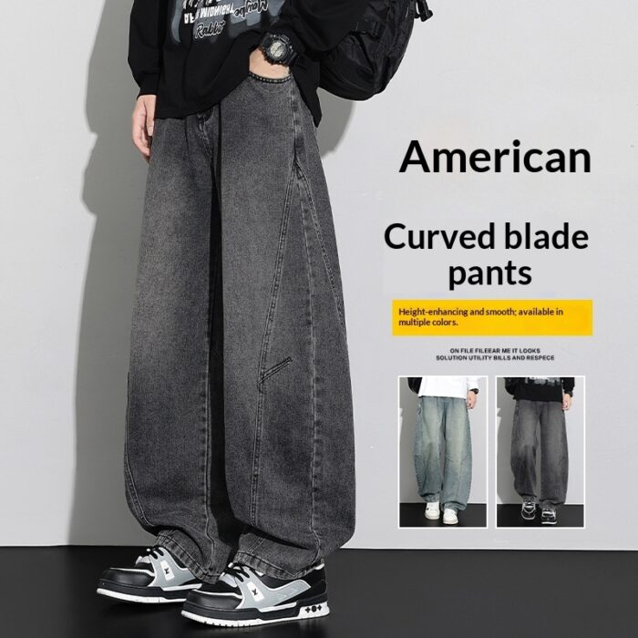 Stylish young man wearing comfortable mens straight leg utility pants.