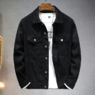 A stylish man wearing a versatile mens workwear denim jacket for a rugged everyday look.