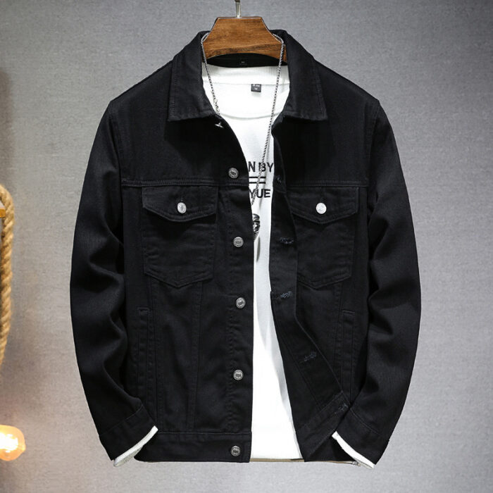 072003ad-cfb9-4e99-b54b-be99af3e6369.jpg A stylish man wearing a versatile mens workwear denim jacket for a rugged everyday look.