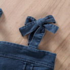 Cute little girl wearing a trendy blue girls denim crop top terno.