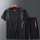 A fit man wearing a breathable mens quick dry sports terno for his daily workout.