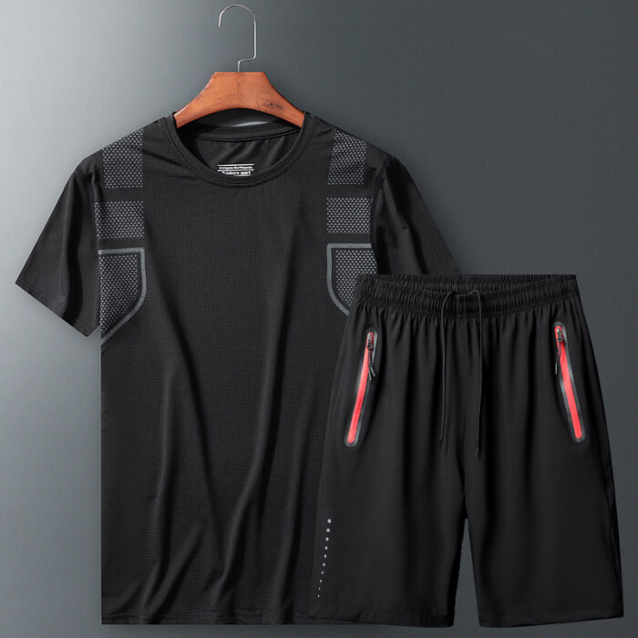 A fit man wearing a breathable mens quick dry sports terno for his daily workout.