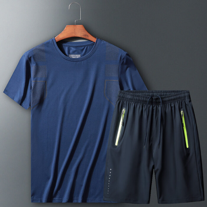 A fit man wearing a breathable mens quick dry sports terno for his daily workout.