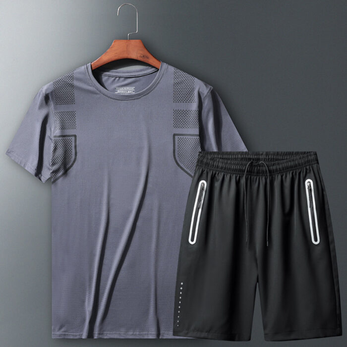 A fit man wearing a breathable mens quick dry sports terno for his daily workout.