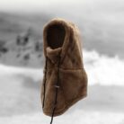 Person staying warm while wearing a thick winter fleece balaclava hat.