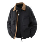 A stylish man wearing a loose fit mens retro pilot jacket for a casual streetwear look.