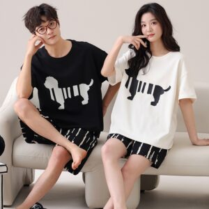 Happy couple wearing a comfortable couple matching terno set for summer.