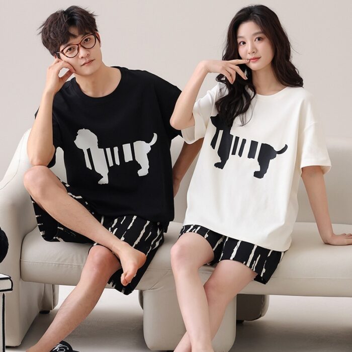 Happy couple wearing a comfortable couple matching terno set for summer.