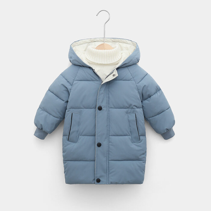 2814120827384.jpg A happy child staying warm in the snow wearing a stylish kids thick winter coat.